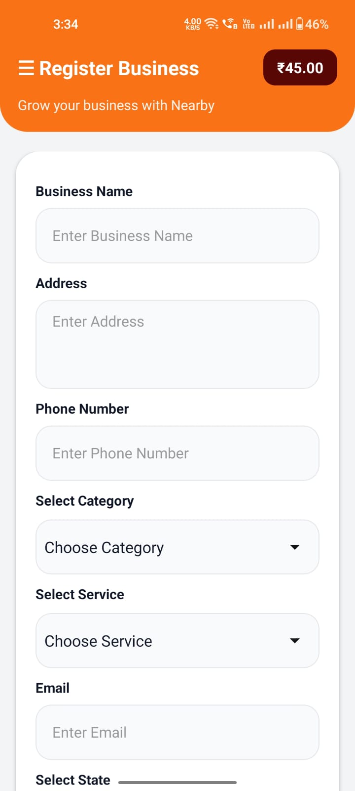 Nearby Business Details Screen 
